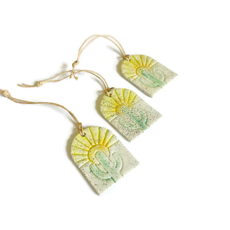 Sunrise & Cactus Ornament Handmade