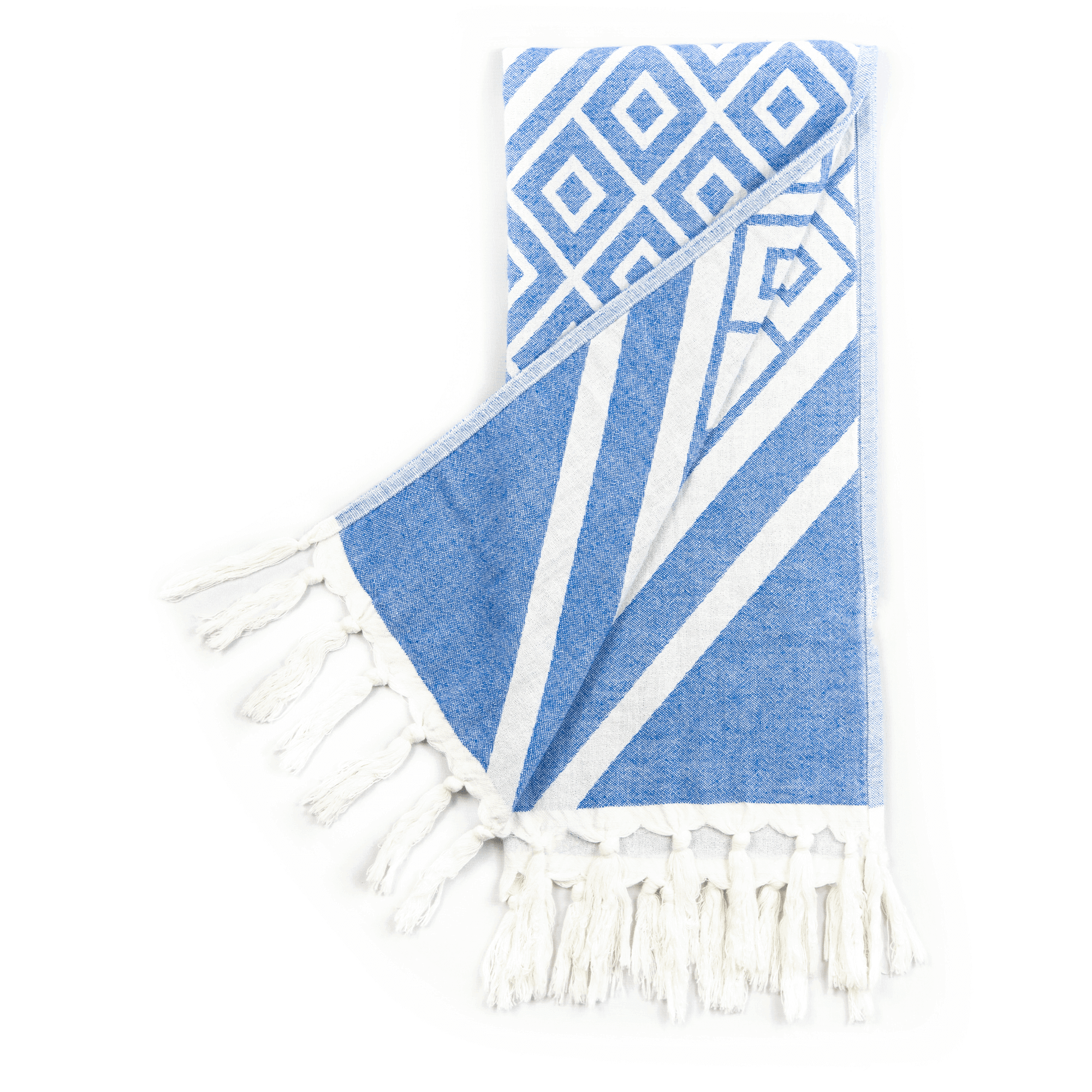 Turkish Hand Towel in Geometric Blue & White