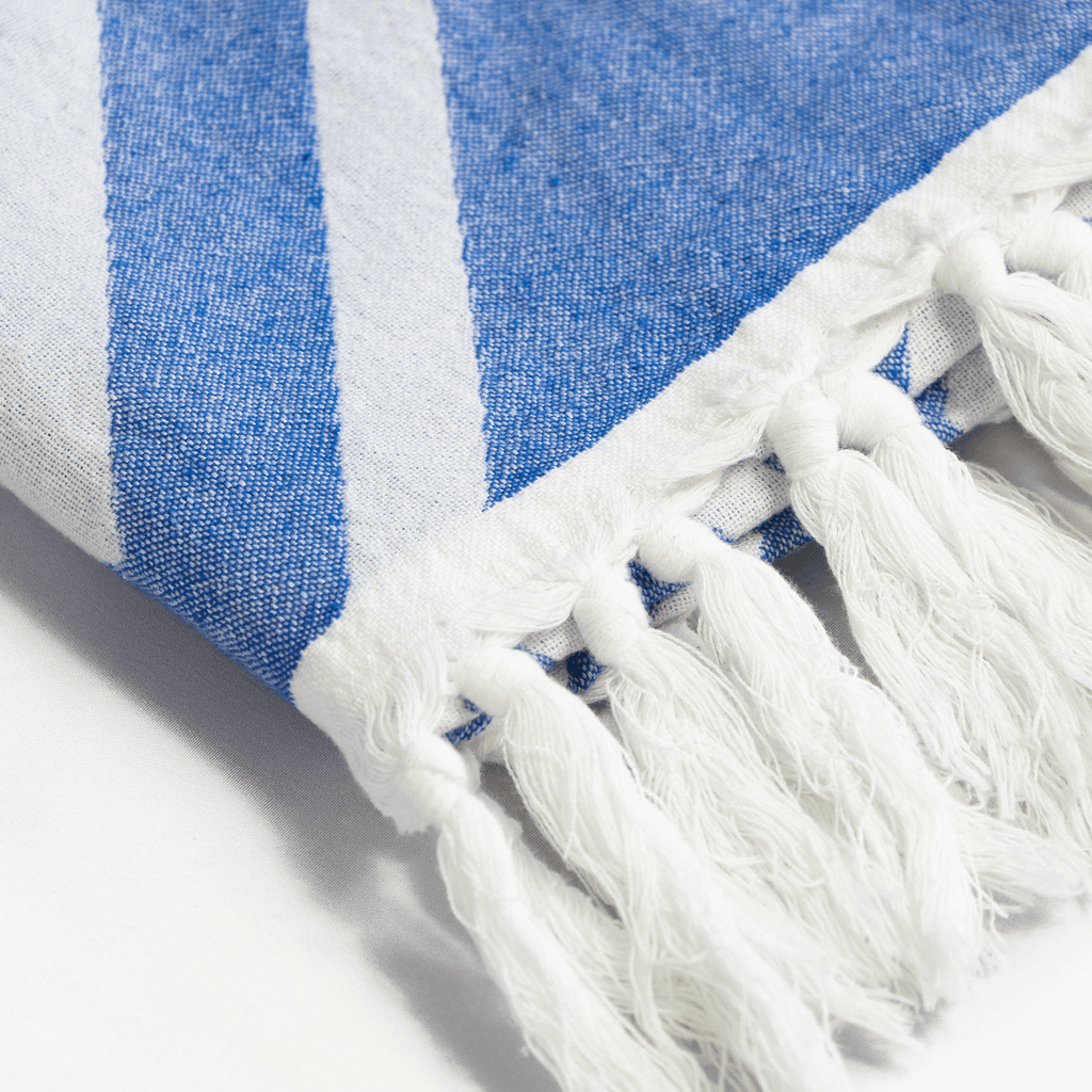 Turkish Hand Towel in Geometric Blue & White
