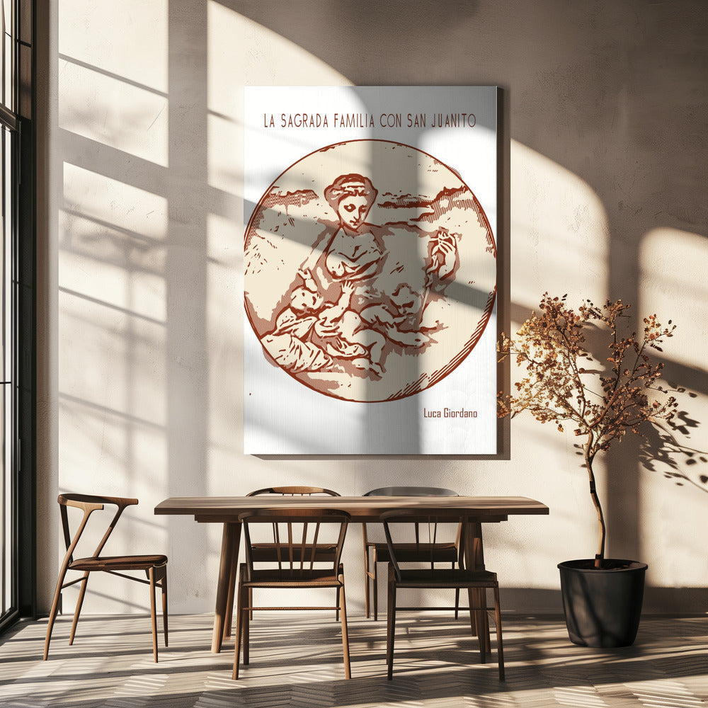 Wall art Line Art Minimalist – La Sagrada Familia Con San Juanito – Luca Giordano